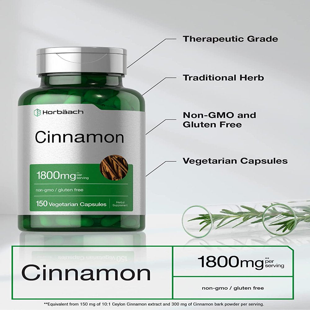 Cinnamon Supplement 1800Mg | 150 Vegetarian Capsules | by Horbaach