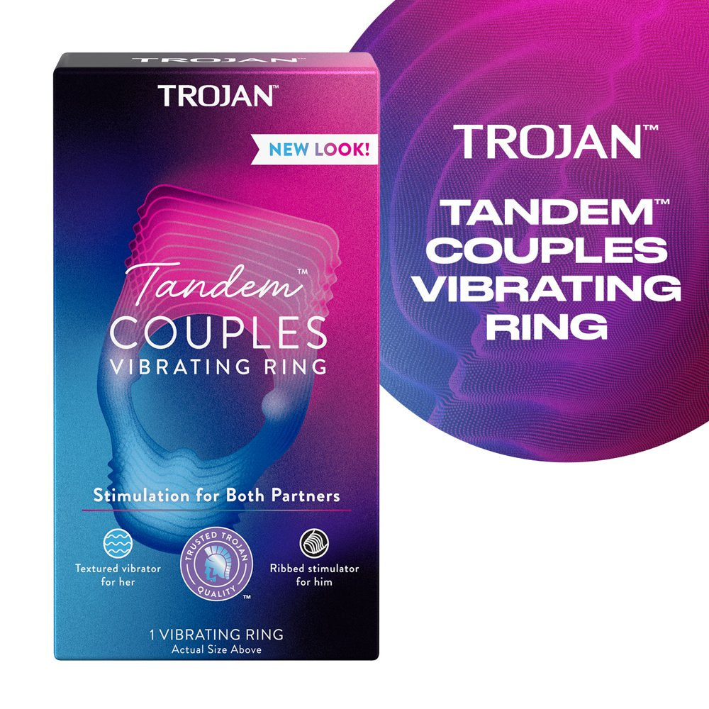 TROJAN Vibrations Tandem Couples Vibrating Ring, Personal Massager, 1 Count