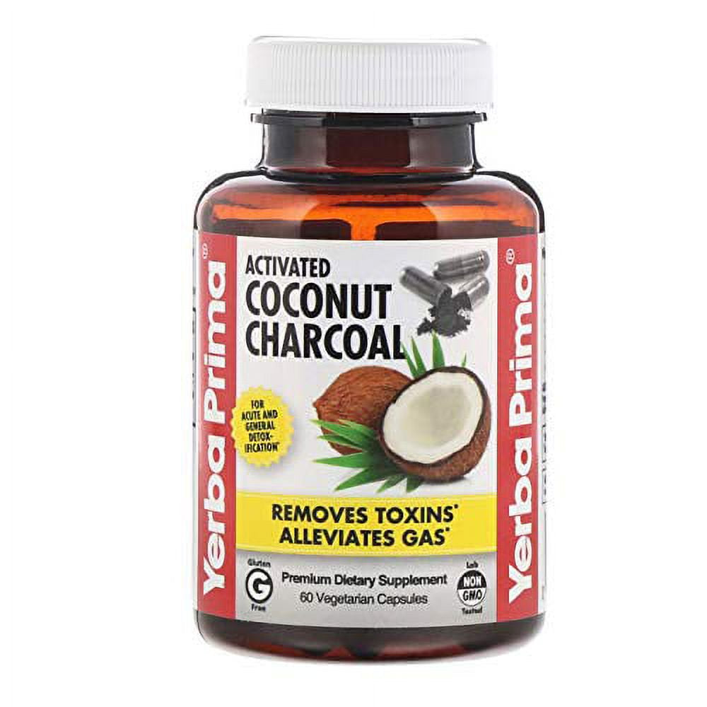 Yerba Prima Activated Coconut Charcoal Vegetarian Capsules, 60 Ea, 6 Pack