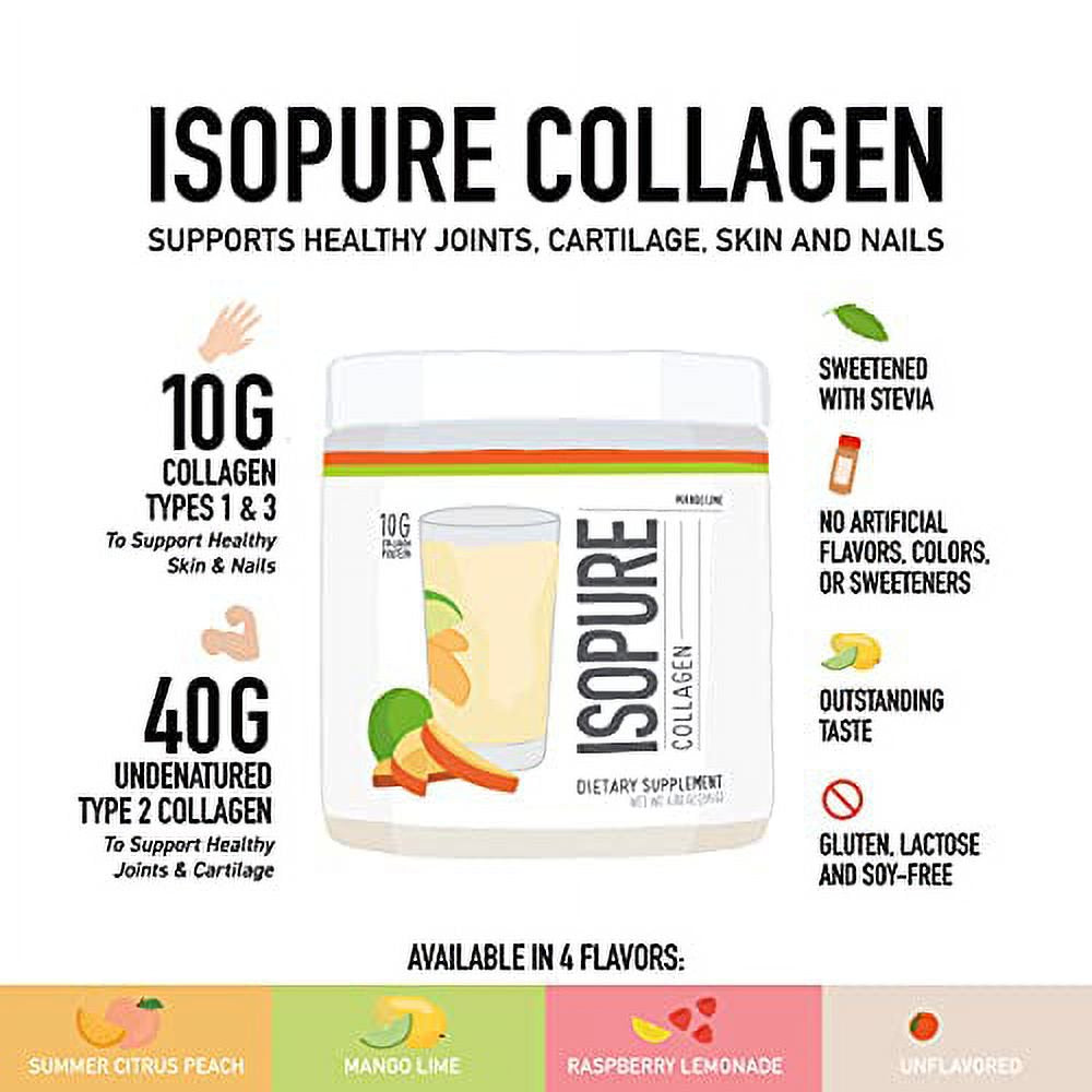 Isopure Multi Collagen Peptides Protein Powder, Vitamin C for Immune Support, Type 1, 2 & 3, Keto Friendly, Recovery Support, Joints, Cartilage, Skin & Nails - Gluten Free, Raspberry Lemonad