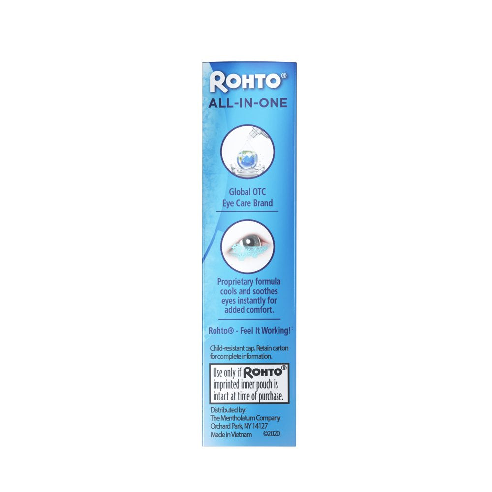 (2 Pack) Rohto® All-In-One Multi-Symptom Relief Cooling Eye Drops, 0.4 Fl Oz