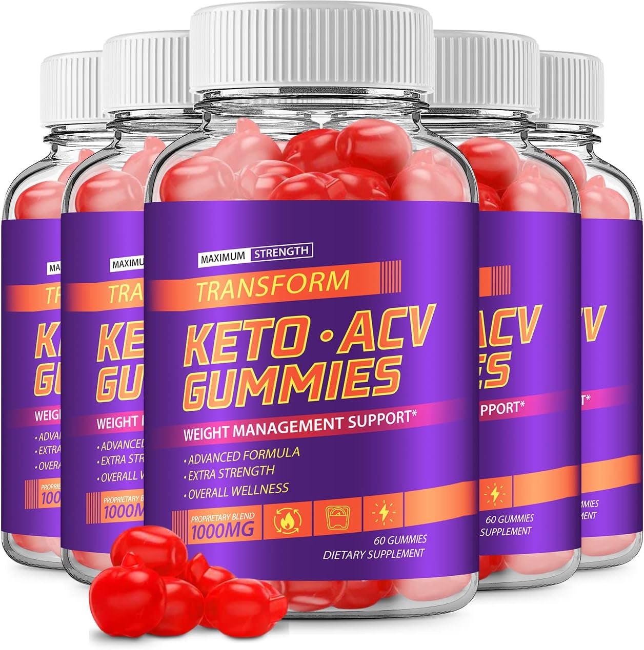 (5 Pack) Transform Keto ACV Gummies Advanced Formula (300 Gummies)