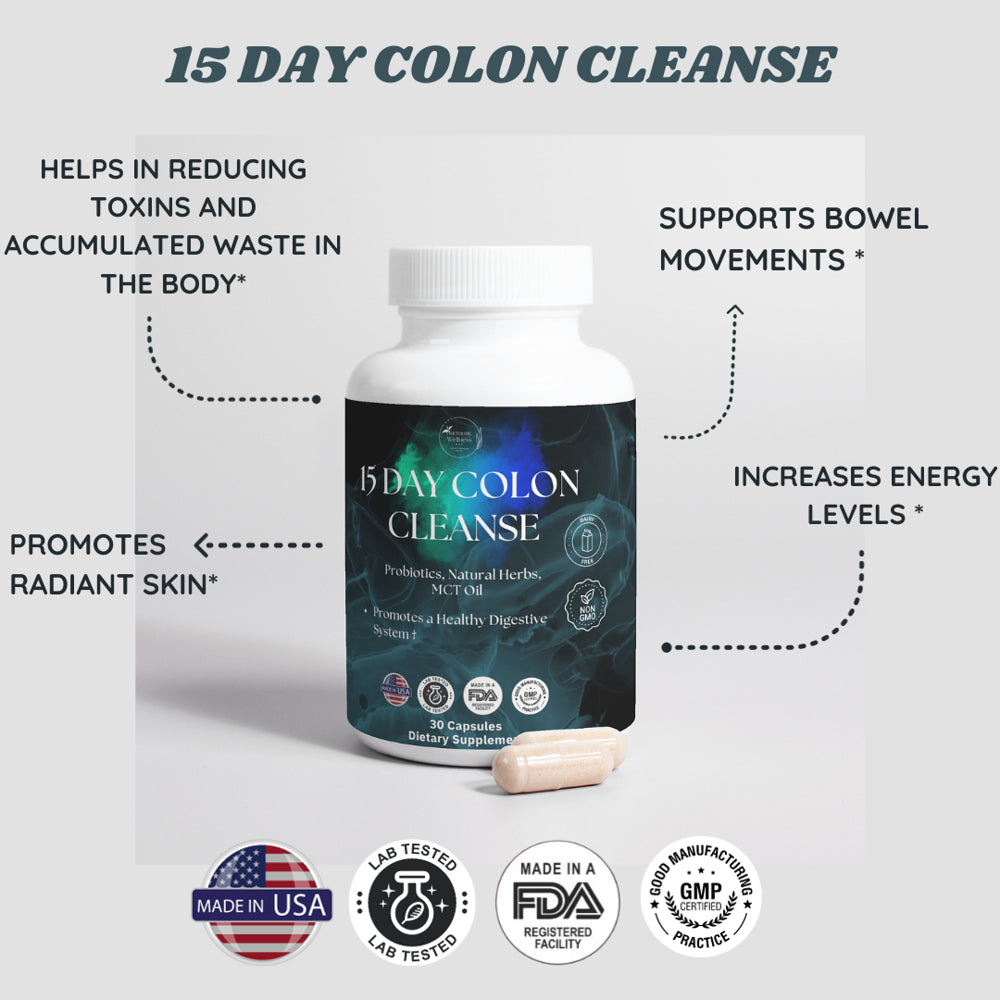 15 Day Colon Cleanse, Natural, Fast Acting-Constipation Relief, Detox, Relieves Bloating-Lab Tested, Made in USA