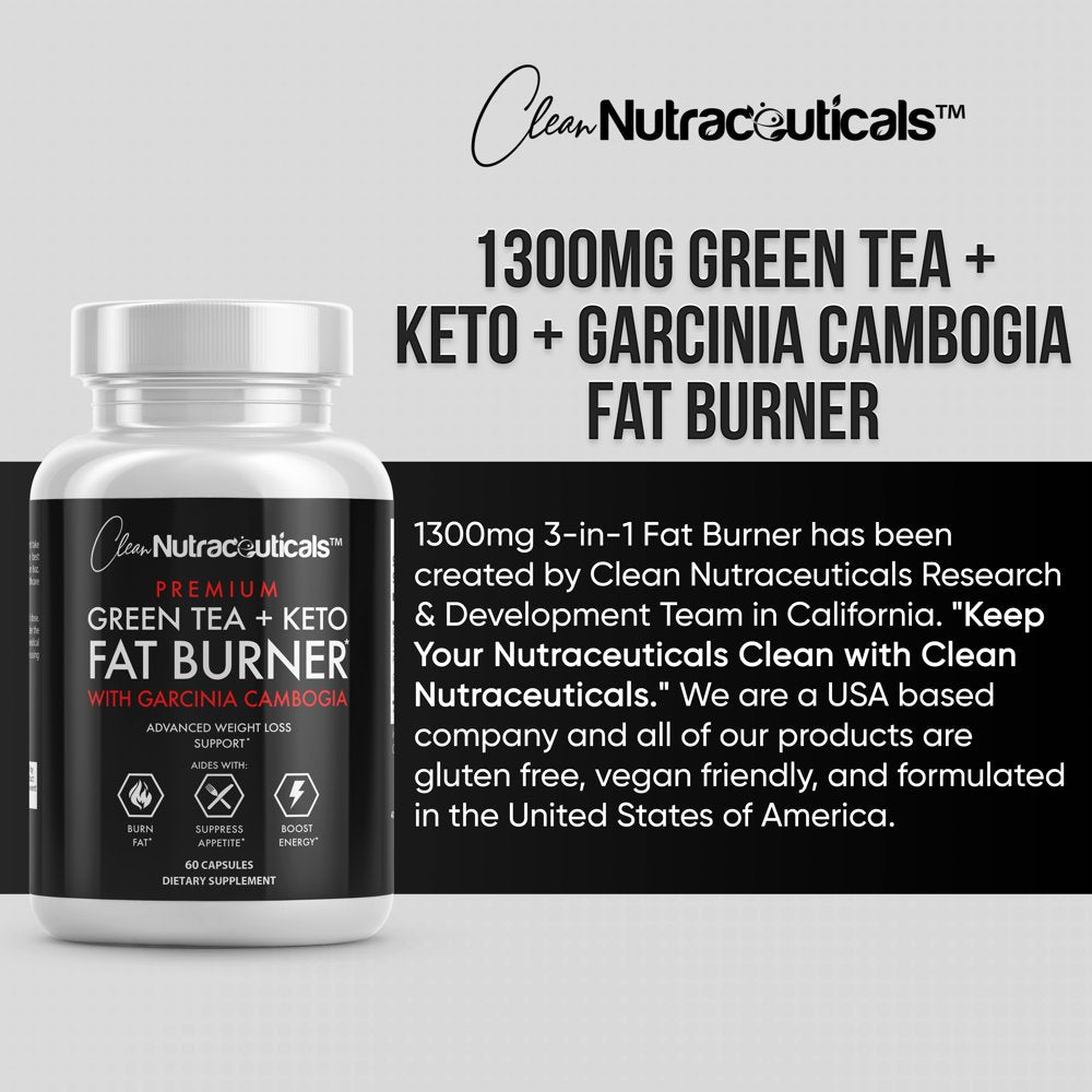 Green Tea Extract Capsules EGCG - Garcinia Cambogia, Raspberry Ketones, Green Tea Ultra Fat Burner Pills - Powerful Metabolism Booster for Weight Loss, Energy and Heart Health - 1 Bottle