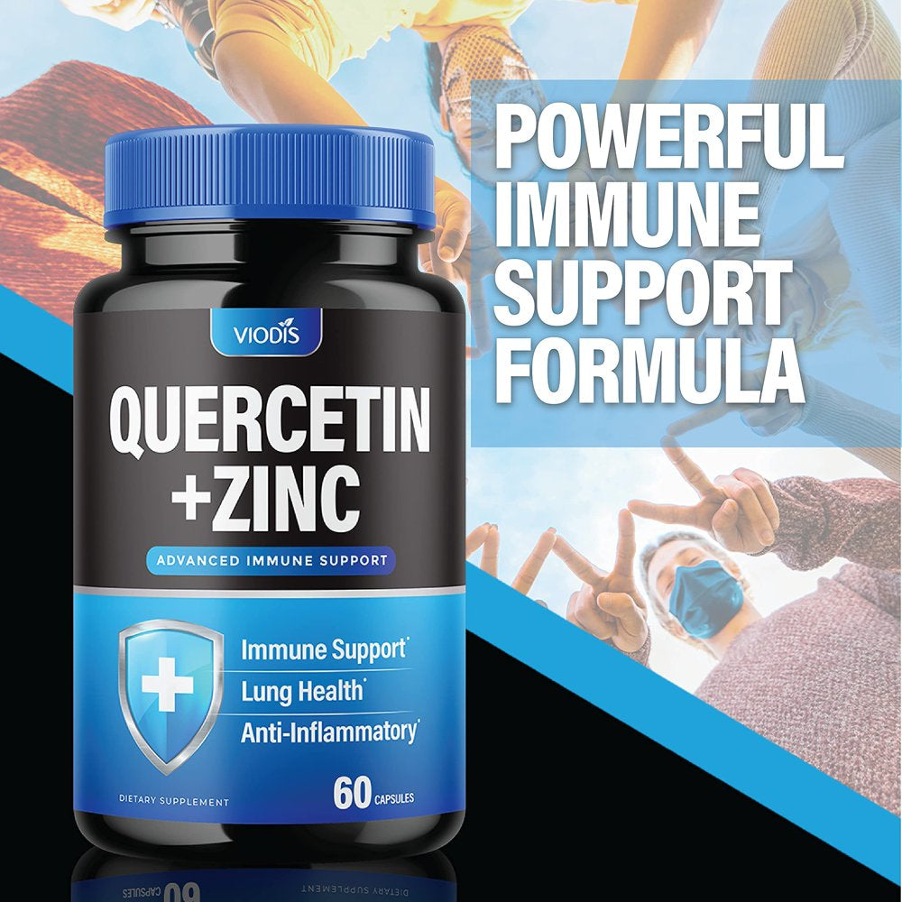 (2 Pack) Quercetin 500Mg with Zinc - Immune System Booster, Lung Support Supplement for Adults Kids - Immunity Defense (120 Capsules)