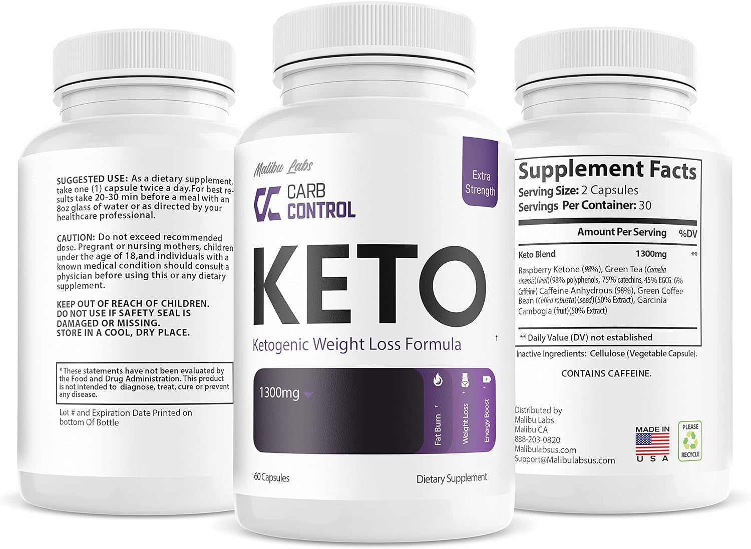 (1 Month) Carb Control Keto, Advanced Strong Formula 1300Mg, Made in the USA, (1 Bottle Pack), 30 Day Supply