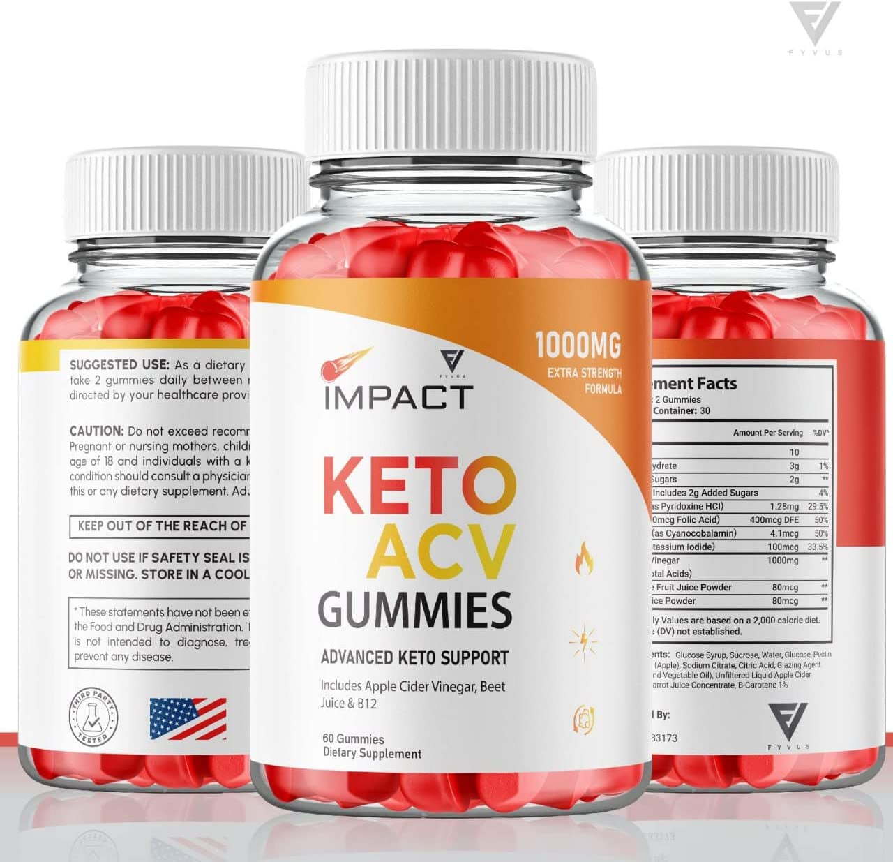 (5 Pack) Impact Keto Gummies for Weight Loss and Belly Fat Diet, AVC Keto ACV Advanced Weight Loss Gummies, Keto plus ACV Apple Cider Vinegar Appetite Supplement (300 Gummies)