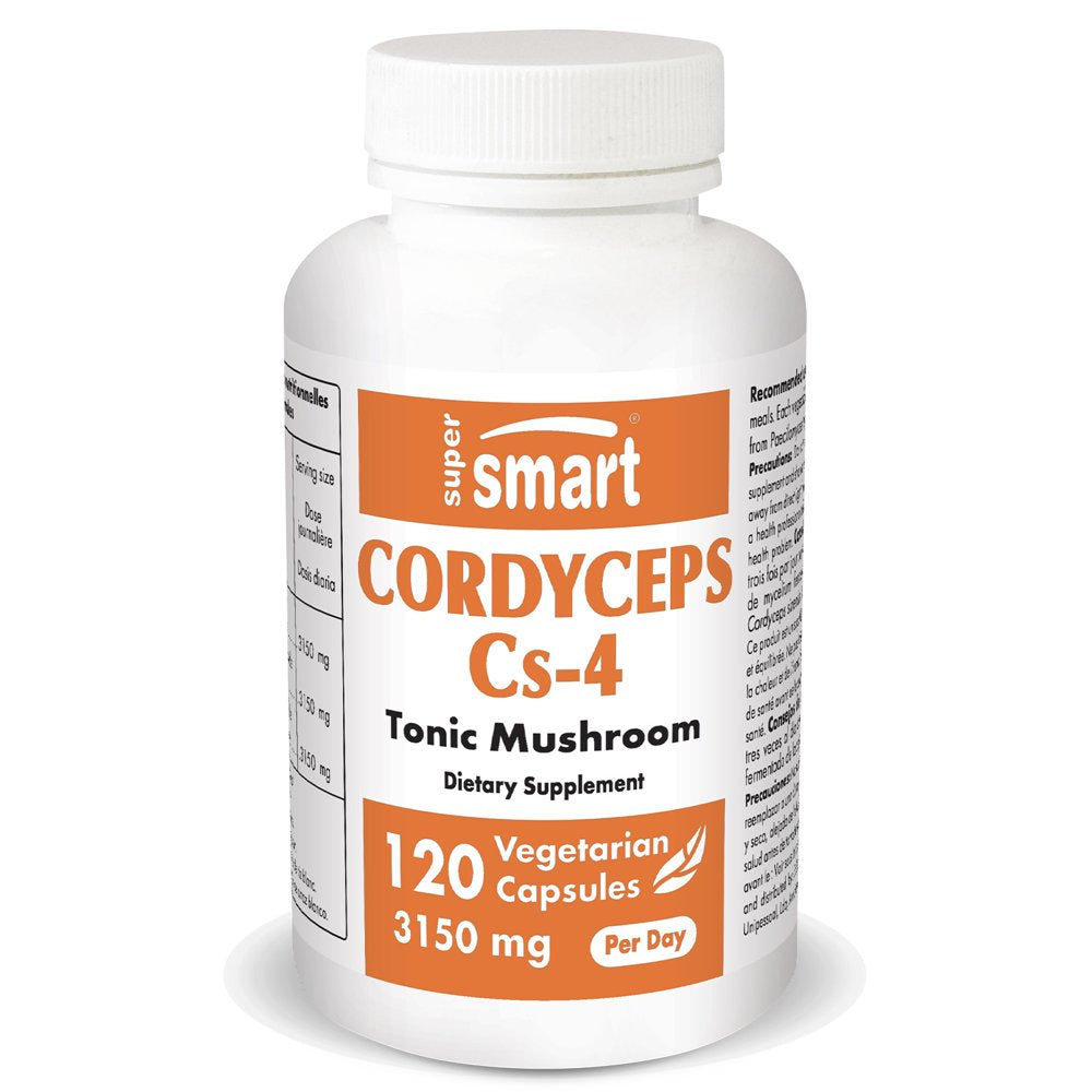 Supersmart - Cordyceps Cs-4 3150 Mg per Day - Tonic Mushroom - ATP Energy Supplement | Non-Gmo & Gluten Free - 120 Vegetarian Capsules