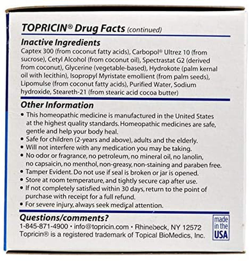 Topricin Pain Relief Cream 4 Oz