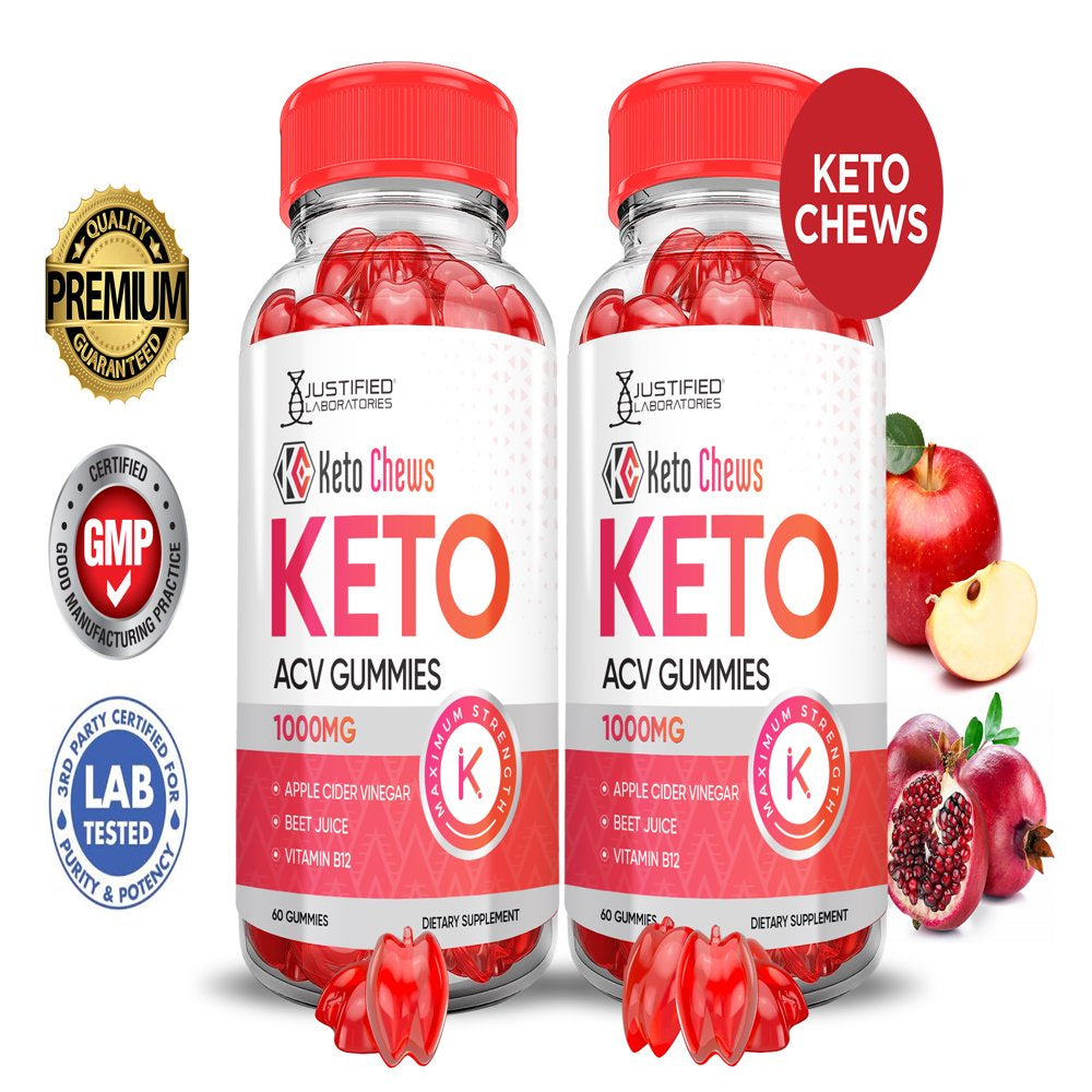 (2 Pack) Keto Chews ACV Gummies 1000MG Dietary Supplement 120 Gummys