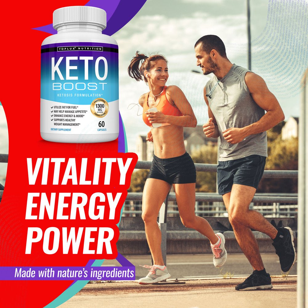 Toplux Keto Boost 1300Mg Keto Diet Pills Ketosis Supplement Support Energy & Focus, Raspberry Ketones 60 Caspules 2X Pack