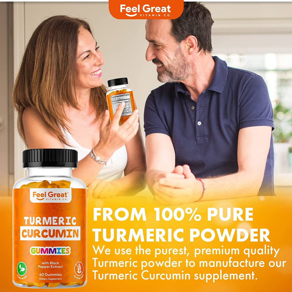 Turmeric Gummies | Turmeric Curcumin Extract | Chewable Turmeric Supplement | Vegan, Non-Gmo, Gluten Free | Support Joint Health & Inflammatory Responses