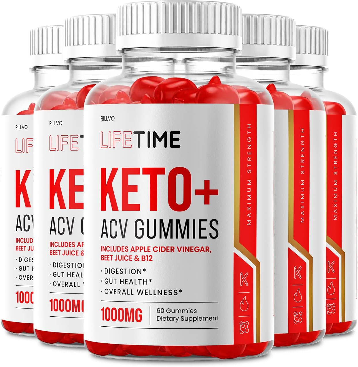 (5 Pack) Lifetime Keto Gummies - Advanced Formula Life Time Keto ACV Gummies (300 Gummies)