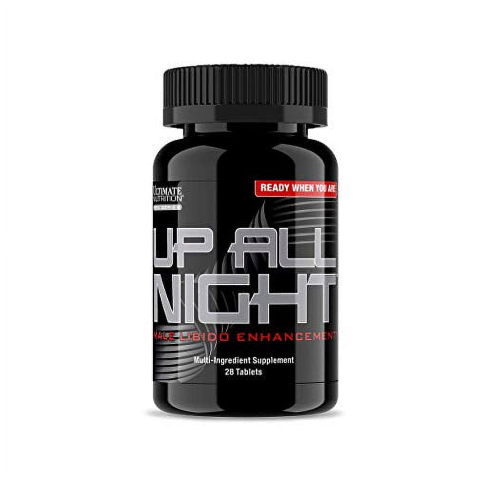 Ultimate Nutrition up All Night Natural Male Enhancer and Testosterone Booster for Men - Prime Mens Health Supplement - Maximize Strength, Stamina, Endurance and Metabolism - 28 Tablets