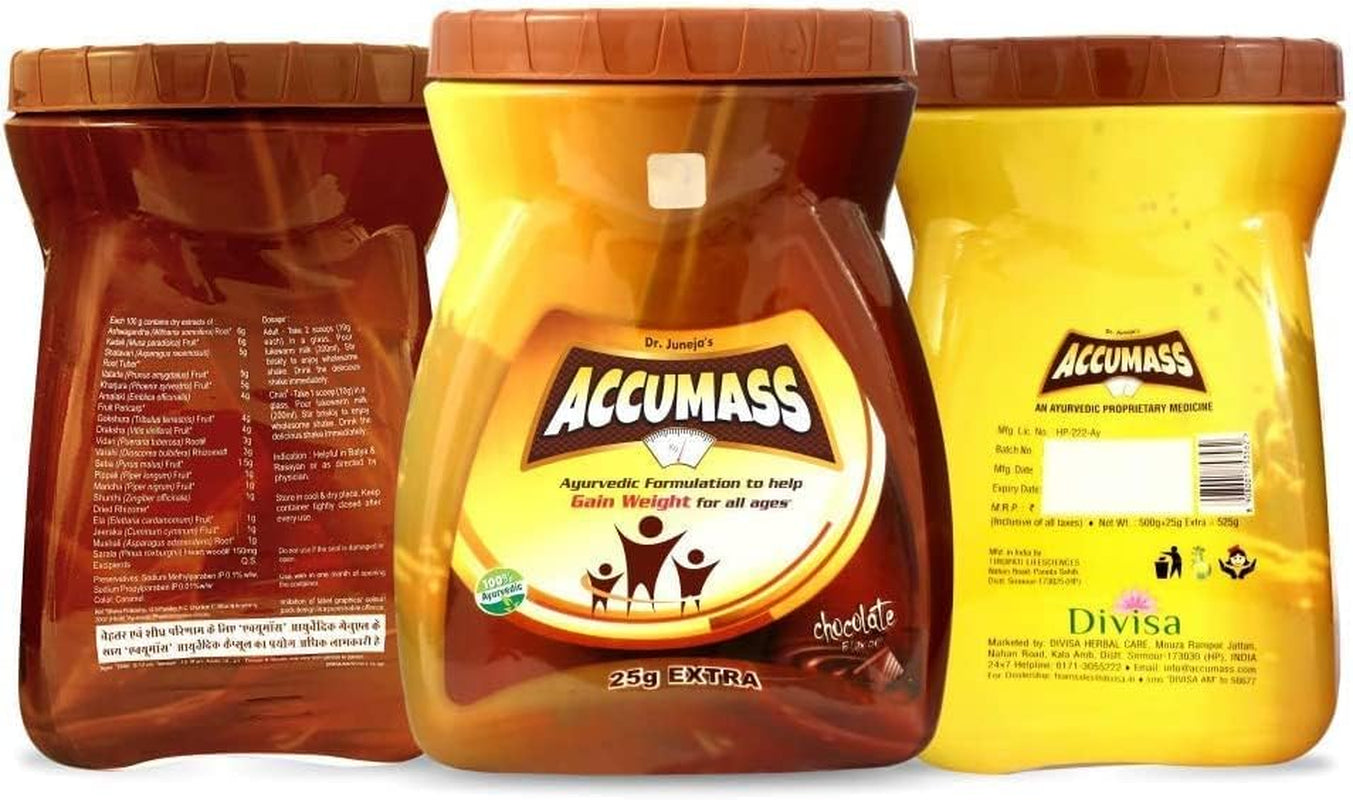 TARIN Accumass Weight Gainer Powder Chocolate Flavour, 525 G (Pack of 2)