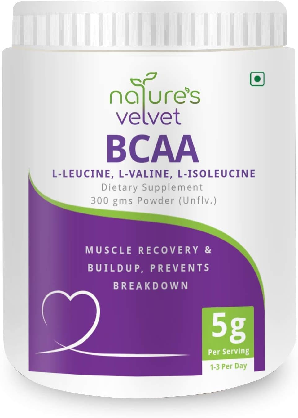 Natures Velvet Lifecare Instantized BCAA 5000 Mg Powder, 300Gms, 60 Servings - Pack of 1