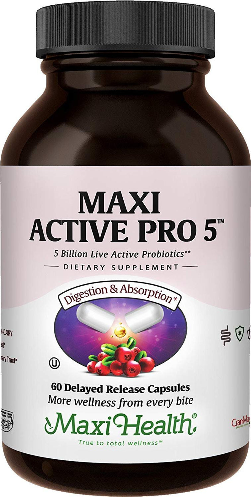 Maxi Health Active Pro-5 - Womens Probiotics - Yeast & Urinary Tract Health - 60 Capsules - Kosher