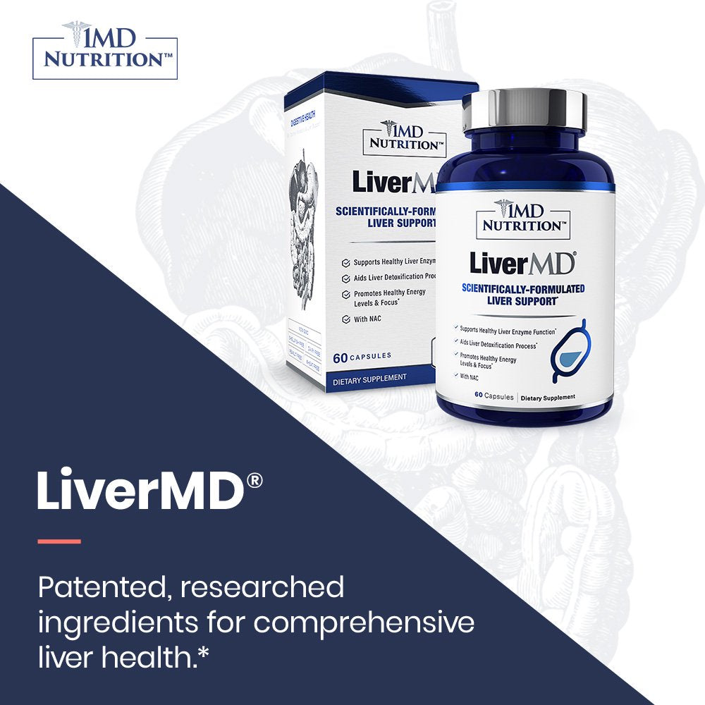 1MD Nutrition Livermd - Liver Cleanse Supplement | Siliphos Milk Thistle Extract - Highly Bioavailable, Clinically Studied for Liver Detox | 60 Capsules