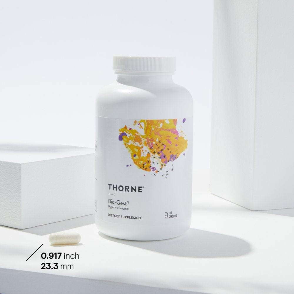 Thorne Advanced Digestive Enzymes (Formerly Bio-Gest), Blend of Digestive Enzymes to Aid Digestion, Gut Health Support with Pepsin, Ox Bile, Pancreatin, 180 Capsules, 90 Servings