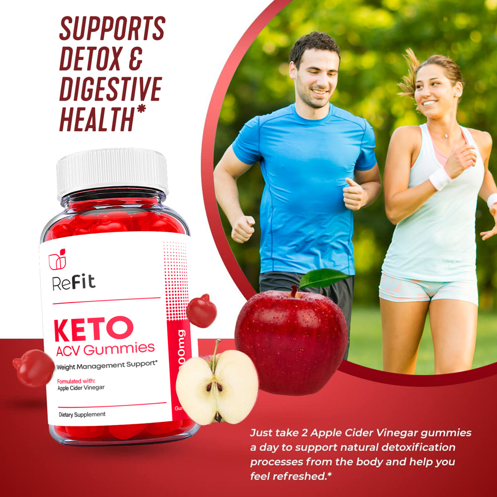 (1 Pack) Refit Keto ACV Gummies - Supplement for Weight Loss - Energy & Focus Boosting Dietary Supplements for Weight Management & Metabolism - Fat Burn - 60 Gummies