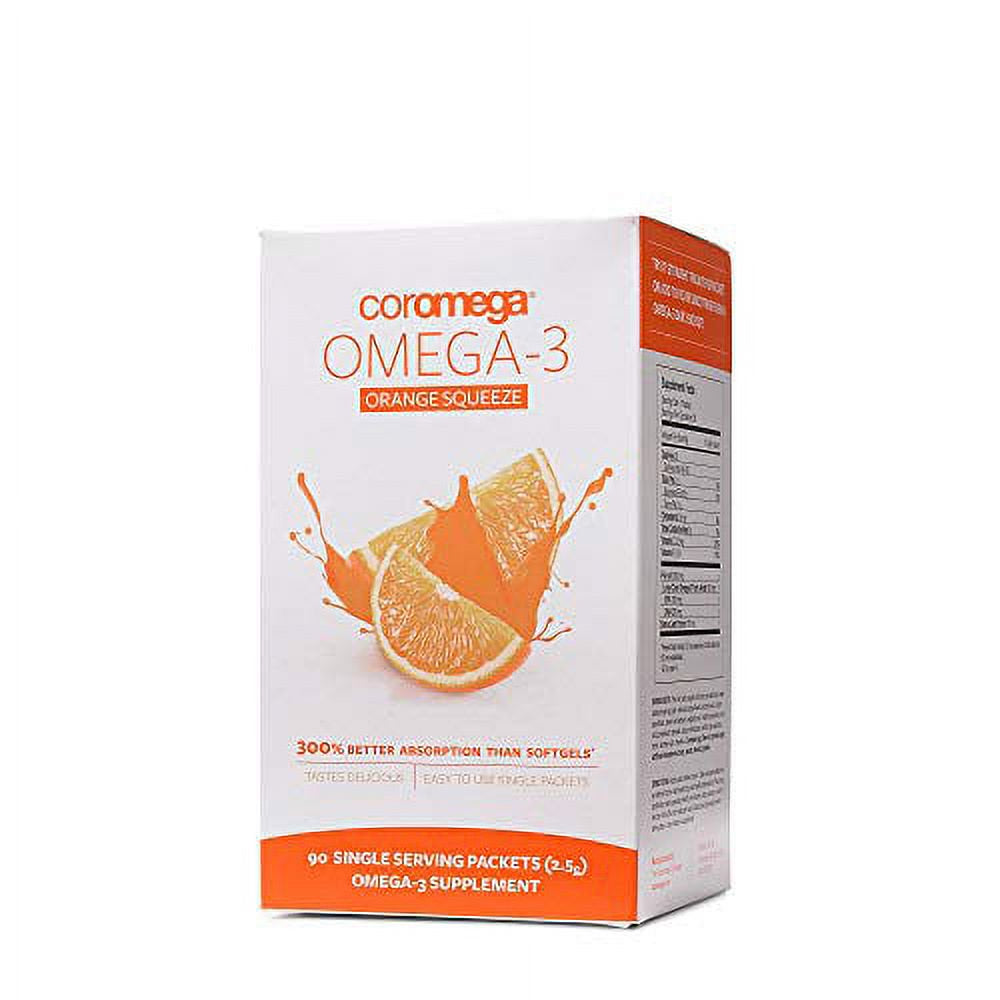 Coromega Omega 3 Supplement Orange, 90 Count, 2 Pack