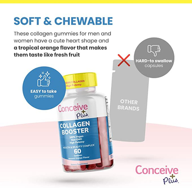 CONCEIVE plus Collagen - Collagen Gummies for Women, Biotin and Collagen Gummies, Hair Skin Nails and Joint Health, 60 Gummy Count, 30 Days Supply