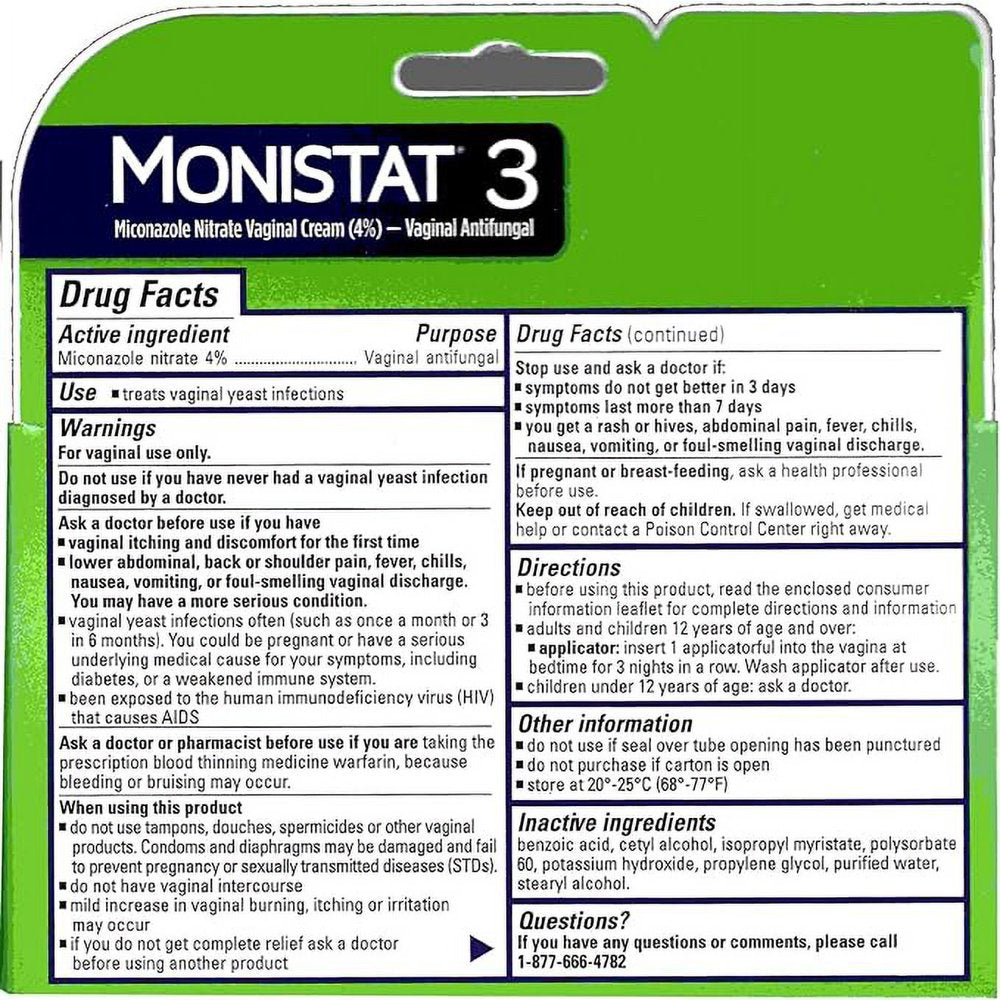 Monistat 3 Cream, 3-Day Yeast Infection Treatment for Women: 1X Reusable Applicator & 1X 25G External Anti-Itch Cream Bundle *EN