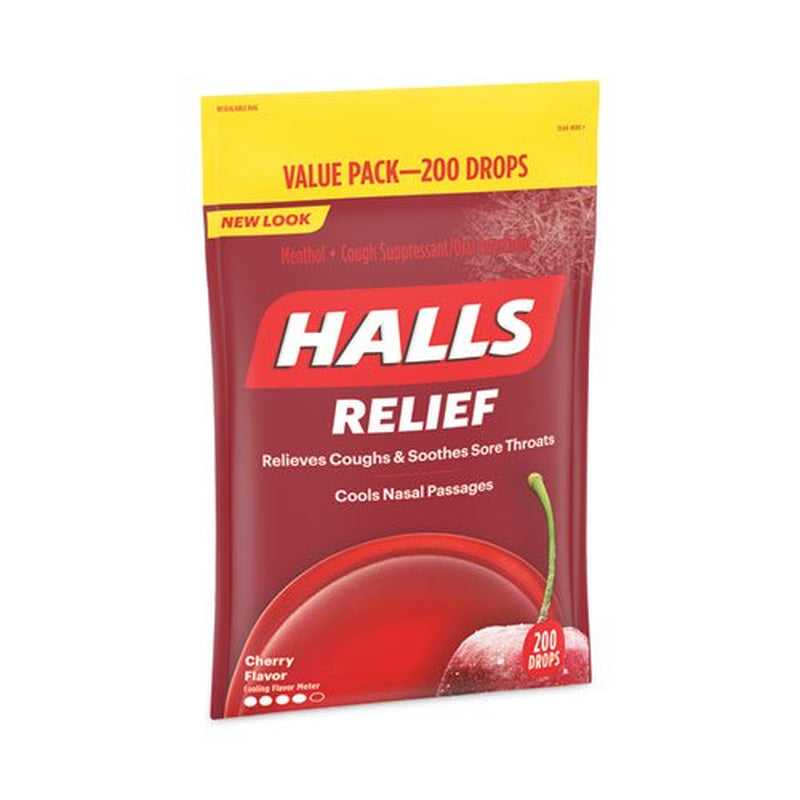 New Halls Relief Menthol Cough Suppressant - Oral Anesthetic, Cherry, Value Pack, 200/Pack, Delivered in 1-4 Business Days,Each