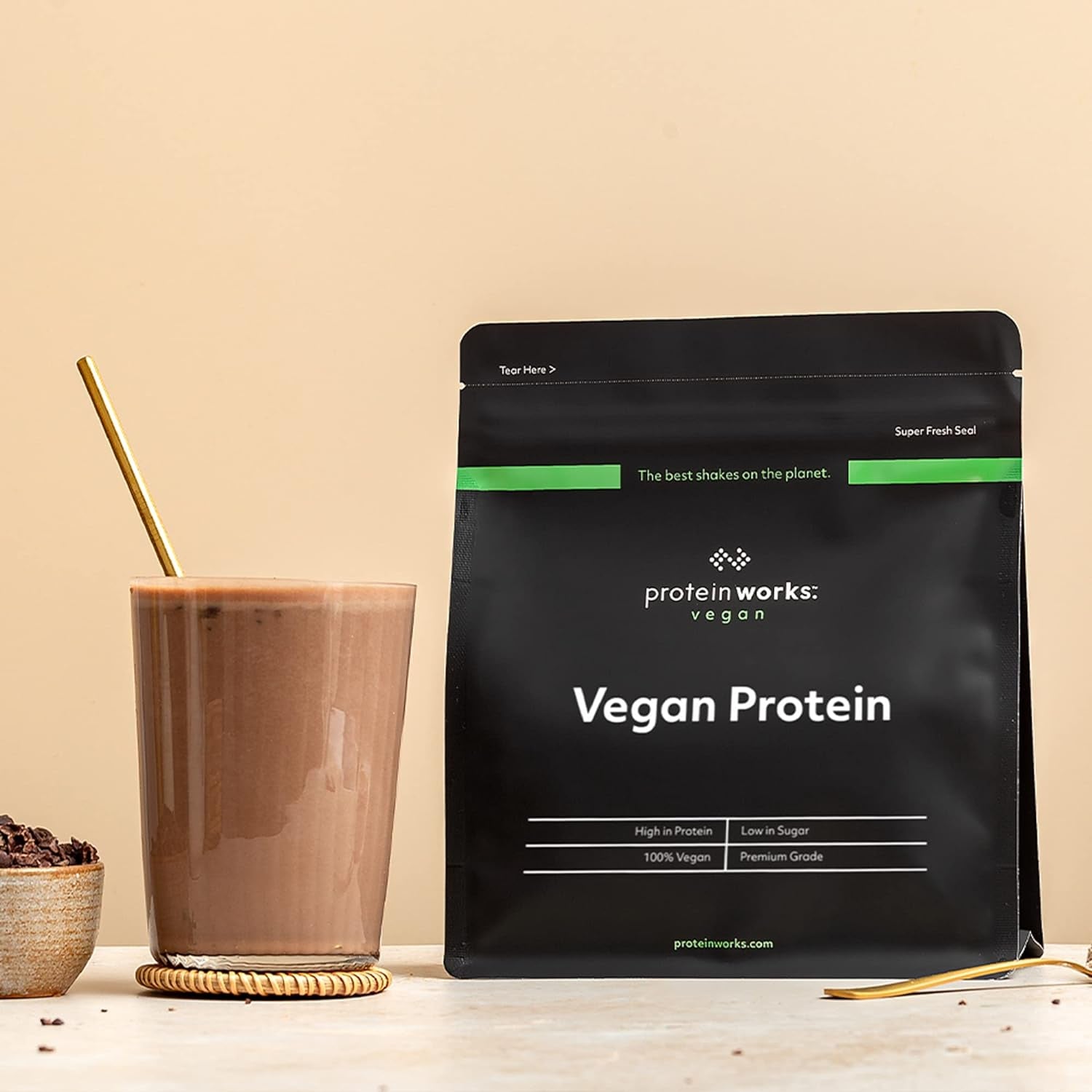 Vegan Protein Powder | 100% Plant-Based & Natural | 25G Protein | Gluten-Free | Low Fat Shake | Smooth Vanilla | 2.20 Pounds