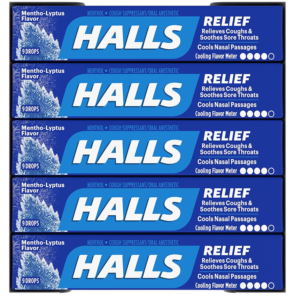 HALLS Mentho-Lyptus Cough Drops, 20 Packs of 9 Drops (180 Total Drops)