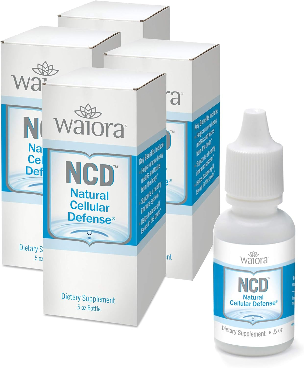 Waiora Natural Cellular Defense (NCD) Liquid Zeolite Drops for Men & Women - Supplements for Immune System & Healthy Gut Support (0.5Oz Clinoptilolite Zeolite Bottle, 4 CT)