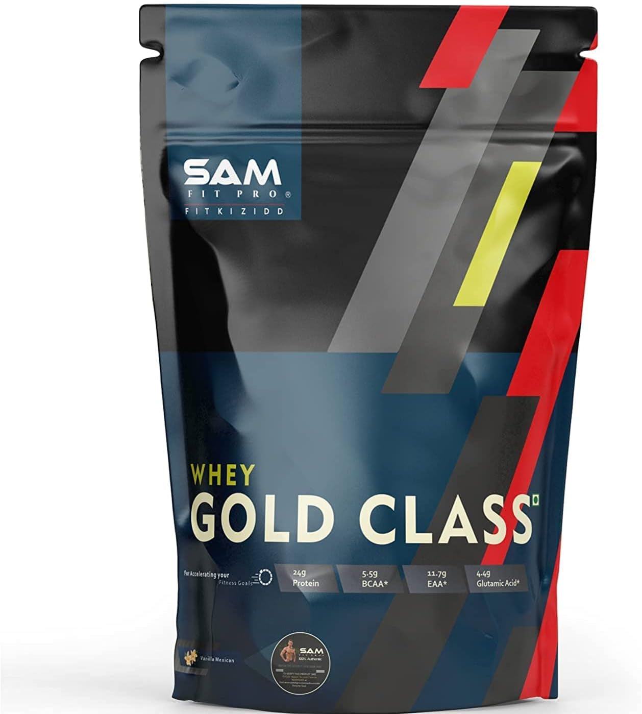 SPEC Samfit Pro Gold Class Whey Protein | Vanilla Mexican | 2 Lbs | 907 Grams | 24 Gram Protein per Scoop | USA Made Whey