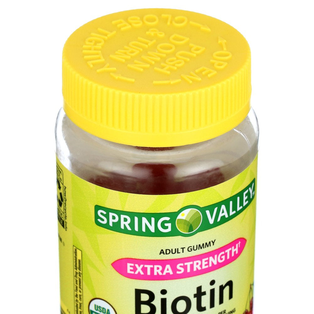 Spring Valley Non GMO Biotin Dietary Supplement Gummies, Cherry, 10000 Mcg, 90 Count