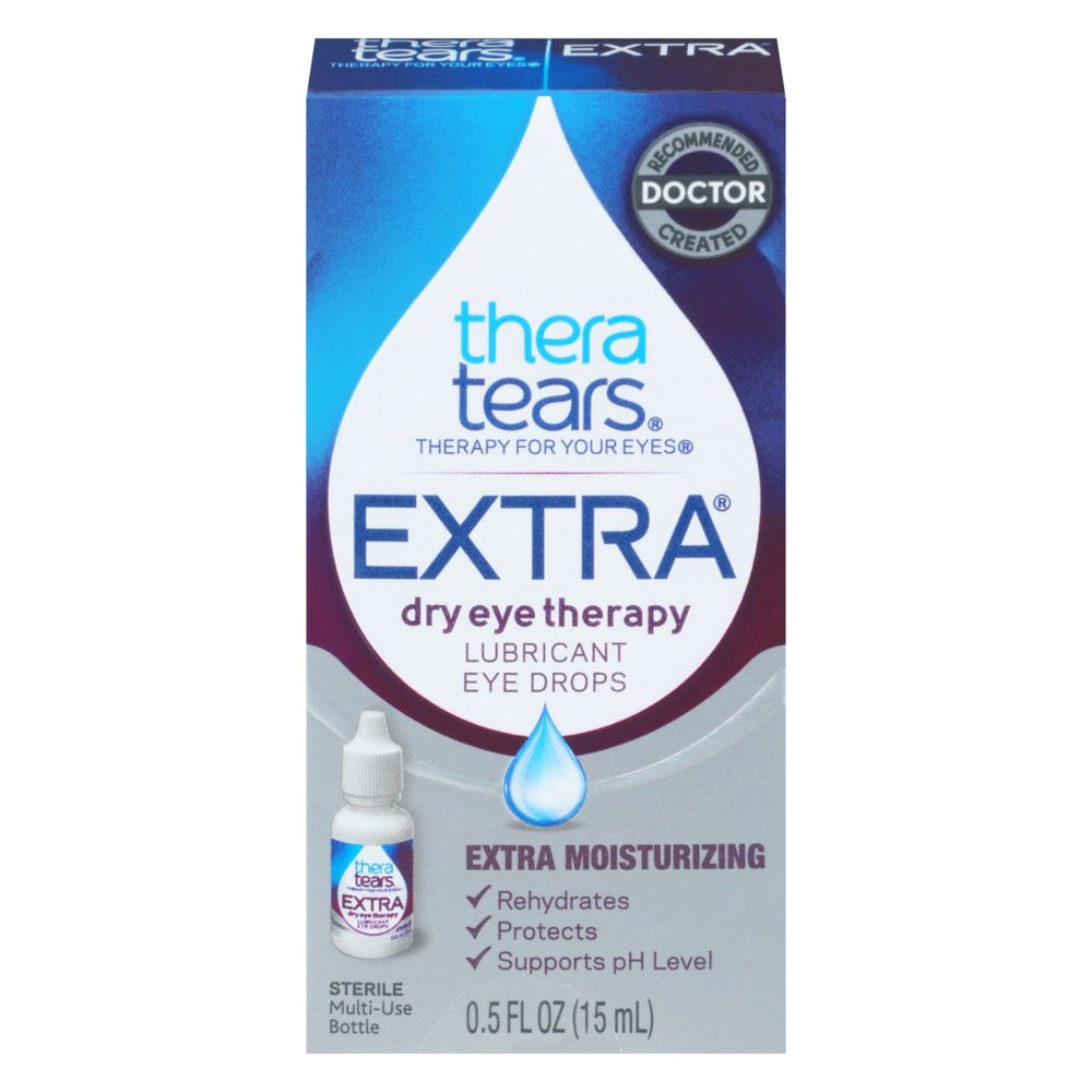 Theratears EXTRA Dry Eye Therapy Lubricating Eye Drops for Dry Eyes, 0.5 Fl Oz Bottle