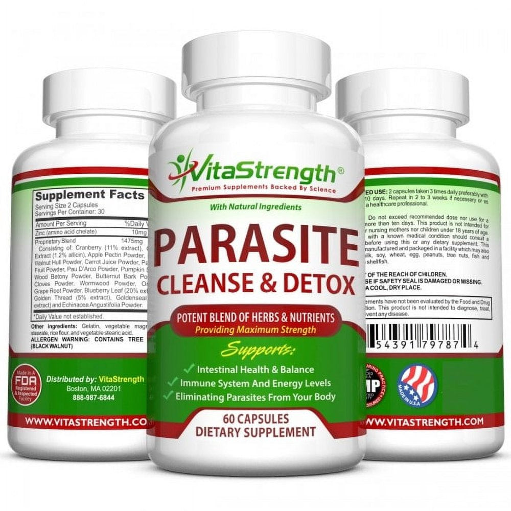 Premium Parasite Cleanse - Intestine Detox with Black Walnut, Wormwood Powder & More - Eliminate Parasites, Pinworms & Other Intestinal Worms