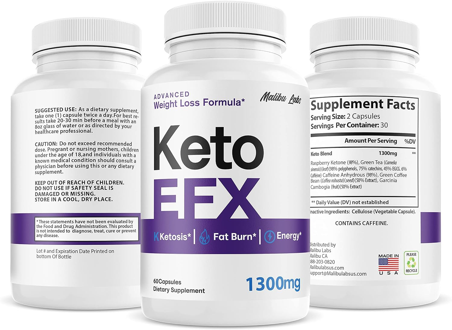 (Official) Keto EFX, Strong Advanced Formula 1300Mg, Made in the USA, (3 Bottle Pack), 90 Day Supply