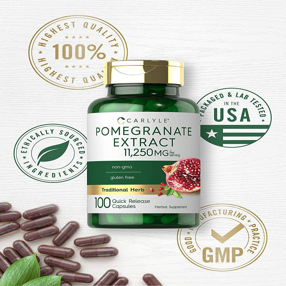 Pomegranate Extract | 11250Mg | 100 Capsules | Traditional Herb | by Carlyle