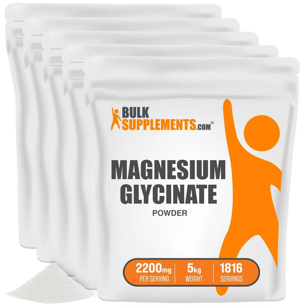 Bulksupplements.Com Magnesium Glycinate Powder, 2200Mg - Magnesium Supplement (5Kg - 1816 Servings)