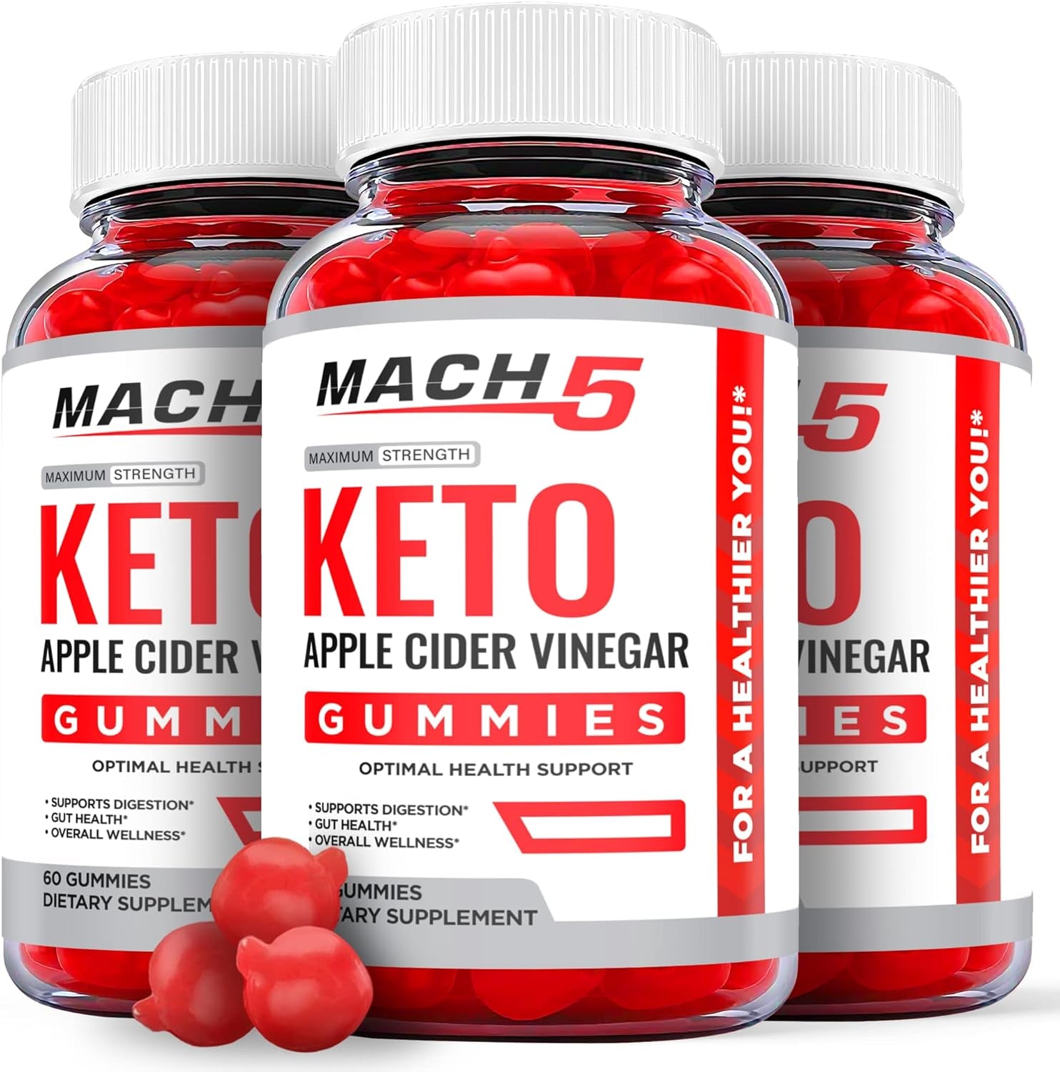 (3 Pack) Mach 5 Keto ACV Gummies - Mach5 Keto Gummies with Apple Cider Vinegar, Mach 5 Keto Gummies with ACV for Ketosis - Vegan, Non GMO - Advanced Formula Ketogenic (180 Gummies)