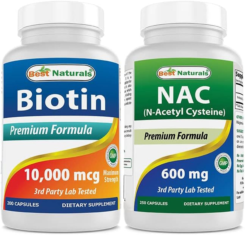 Best Naturals Biotin 10,000 Mcg & NAC - N Acetyl Cysteine 600 Mg