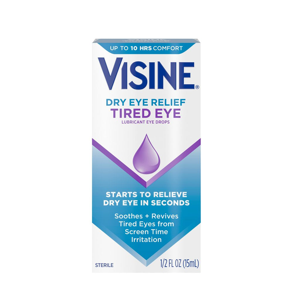 Visine Dry Eye Relief Tired Eye Lubricant Eye Drops, 0.5 Fl. Oz