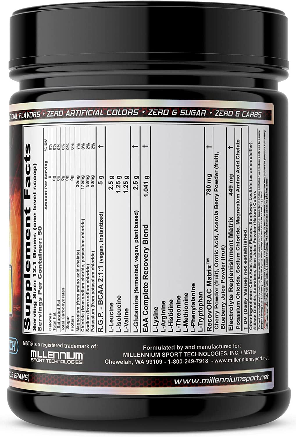 MST RGP BCAA Post Workout, BCAA, L-Glutamine, EAA, Antioxidants, Electrolytes (50 Servings) Patriot Punch by Millennium Sport Technologies