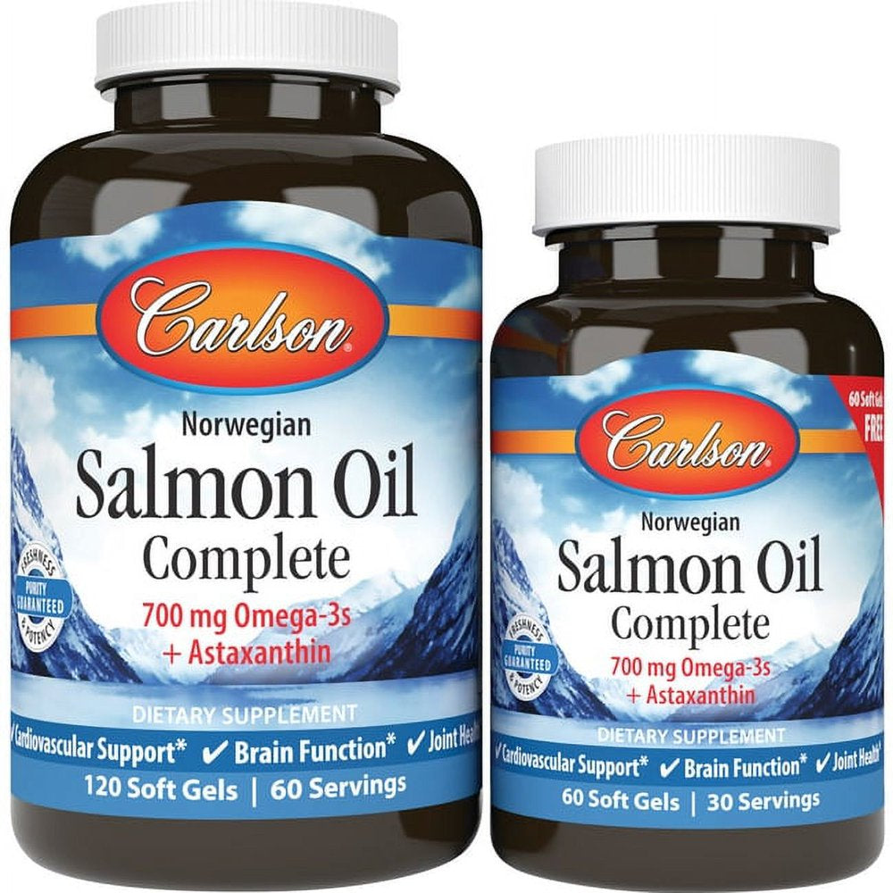 Carlson Labs - Virgin Salmon Oil Complete 1250 Mg. - Bonus Pack 120 + 60 Softgels