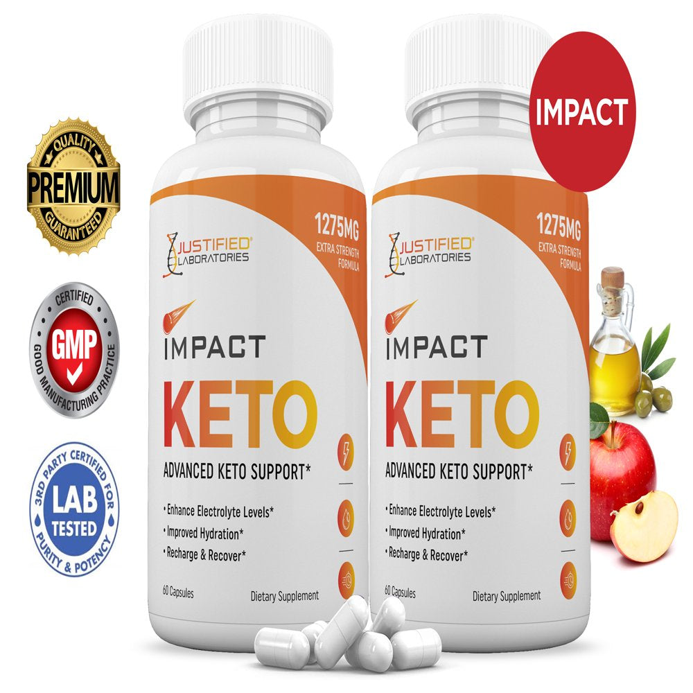 (2 Pack) Impact ACV Pills 1275 MG Stronger than Gummies Advanced Keto Support 120 Capsules