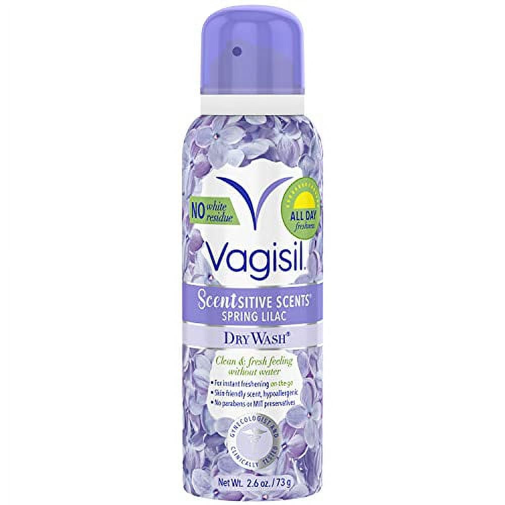 Vagisil Scentsitive Scents Dry Wash Spray, Spring Lilac, Purple, 2.6 Oz