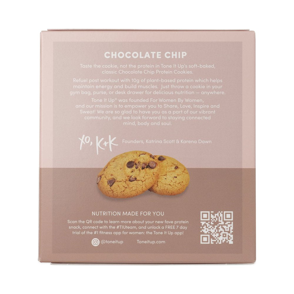 Tone It up Plant Based Protein Cookies, Chocolate Chip, 10G Protein, 4 Count