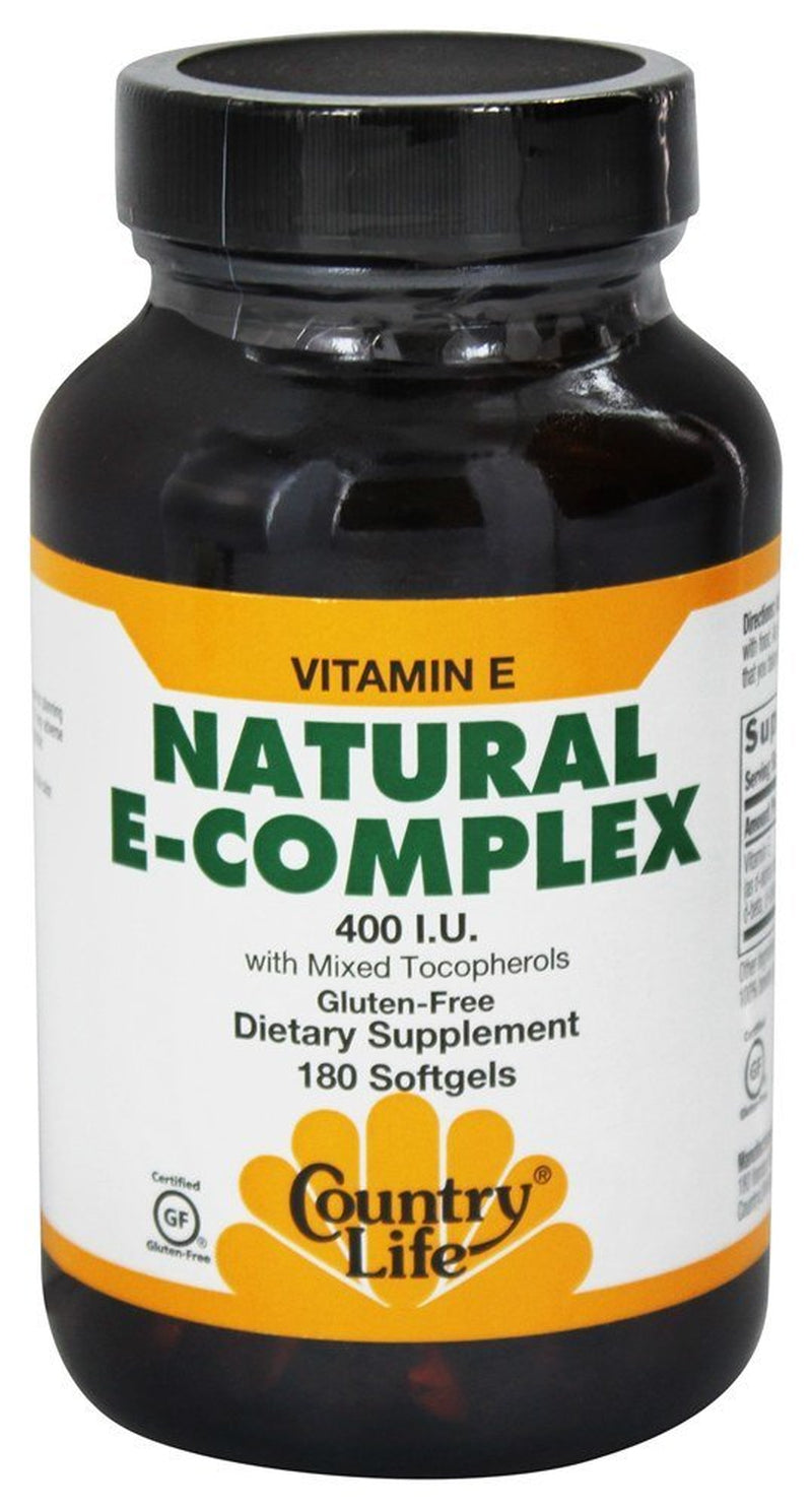 Vitamin E Complex 400 IU with Mixed Tocopherols Country Life 180 Softgel