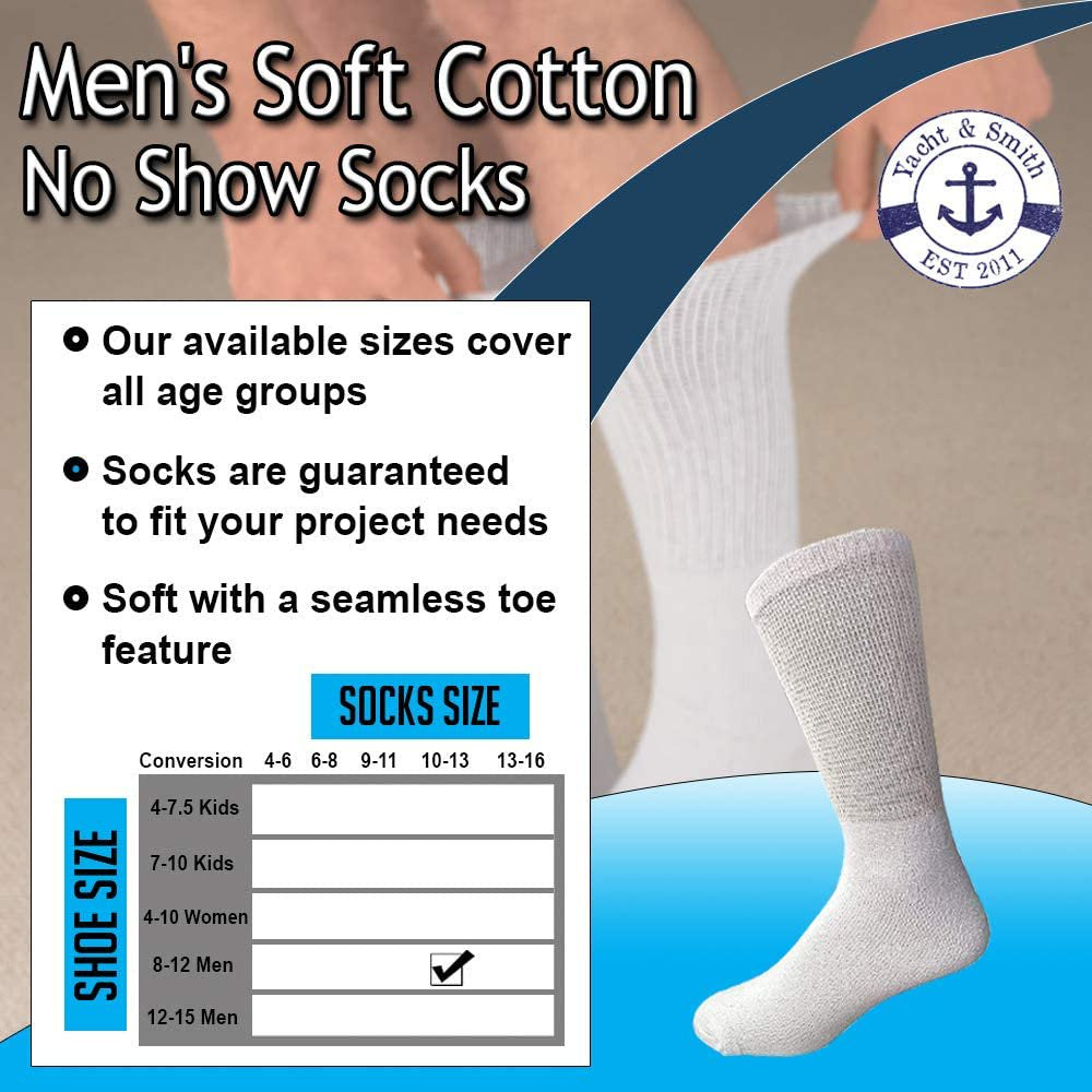 6 Pair of Excell Mens White Diabetic Neuropathy Socks, Sock Size 10-13 (White)